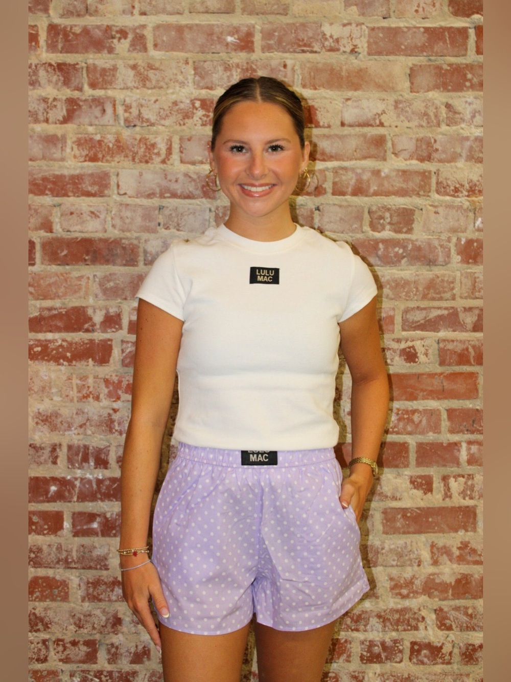 LULU MAC LAVENDER MINI POLKA DOT BOXER SHORTS